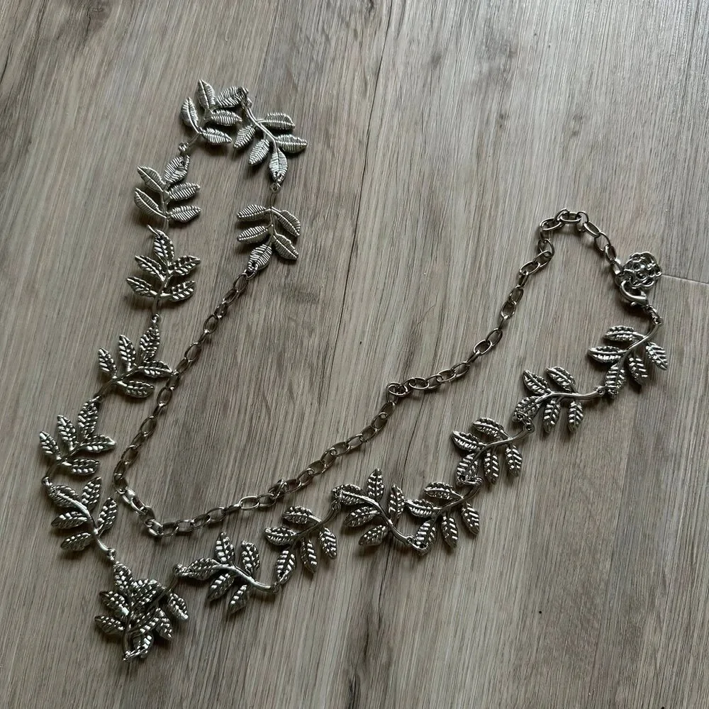 Silver Tone Leaf Waist Chain Belt Belly Jewelry One Size OS